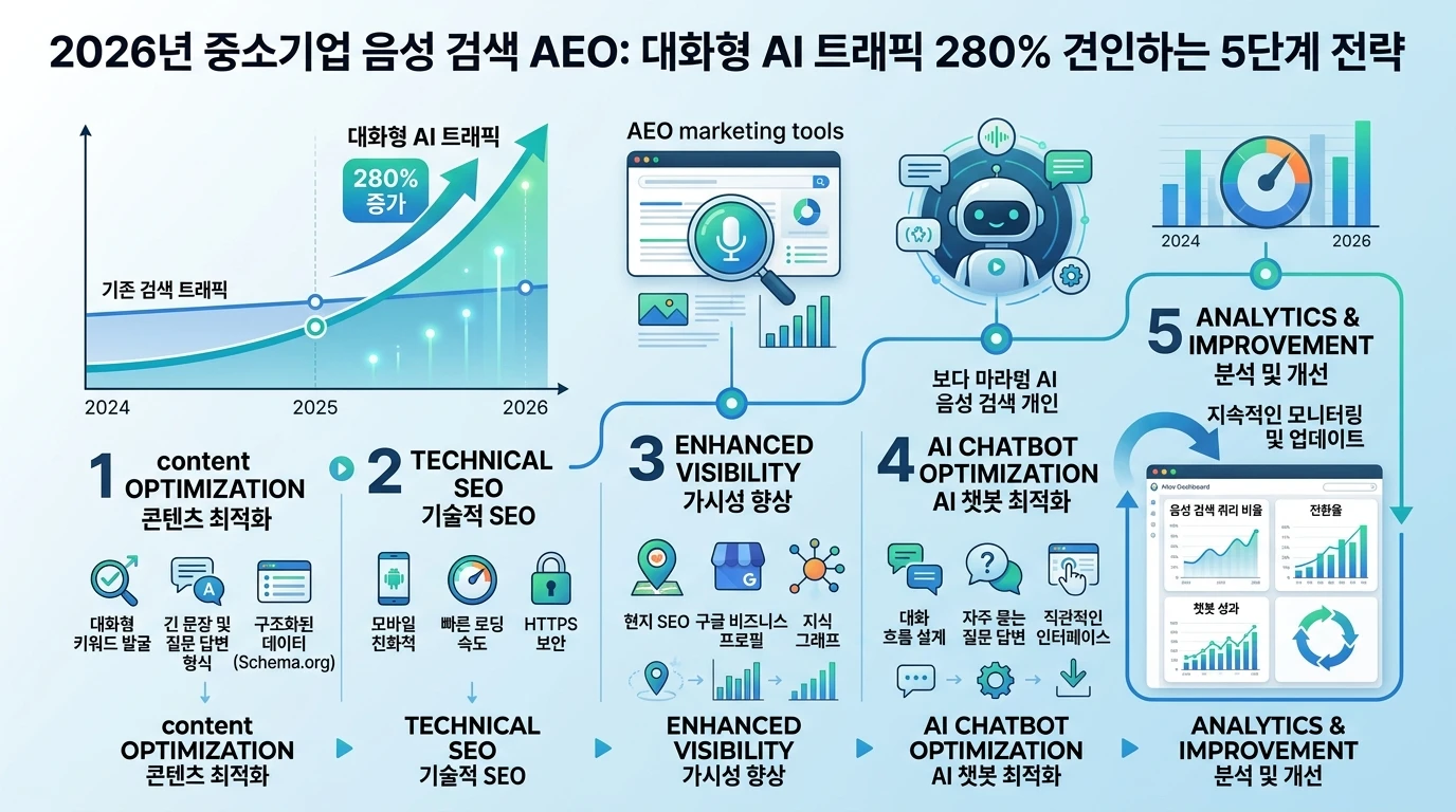 2026년 중소기업 음성 검색 AEO: 대화형 AI 트래픽 개선하는 5단계 전략 대표 이미지