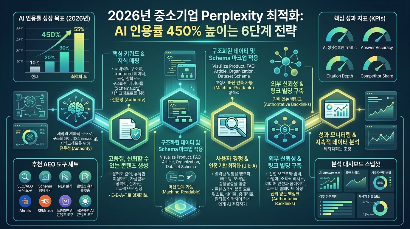 2026년 중소기업 Perplexity 최적화: AI 인용률 개선하는 6단계 전략 대표 이미지