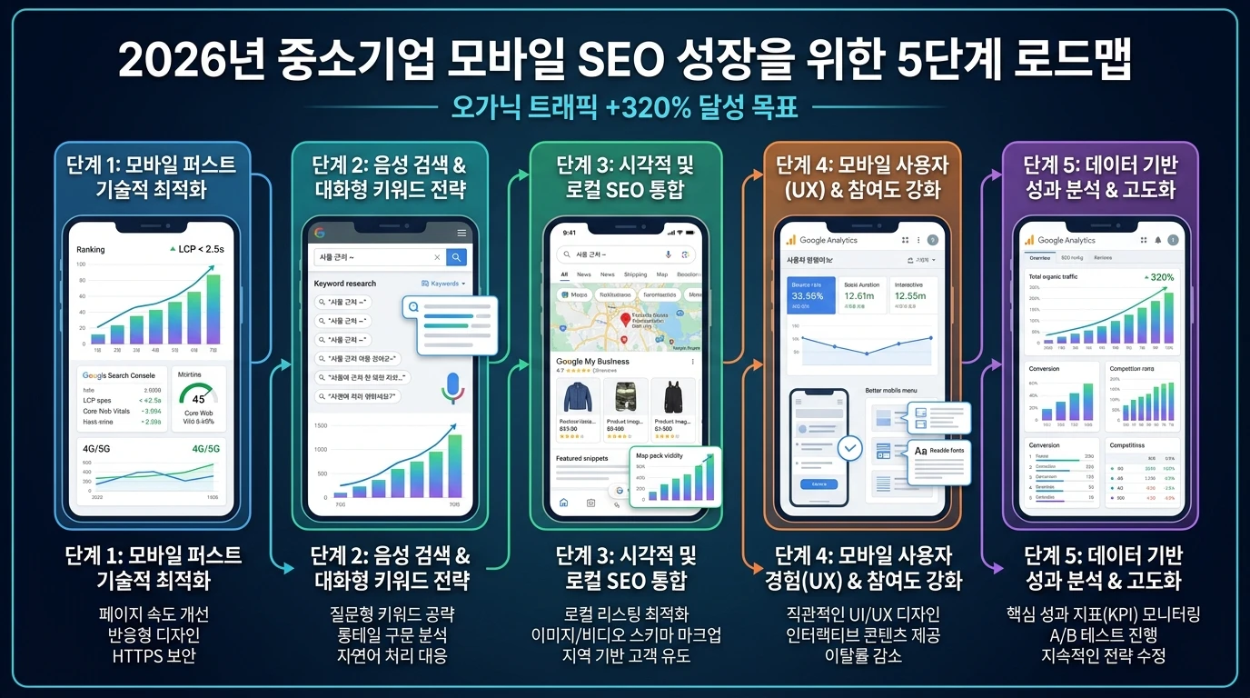 2026년 중소기업 모바일 SEO: 오가닉 트래픽 개선하는 최적화 5단계 대표 이미지