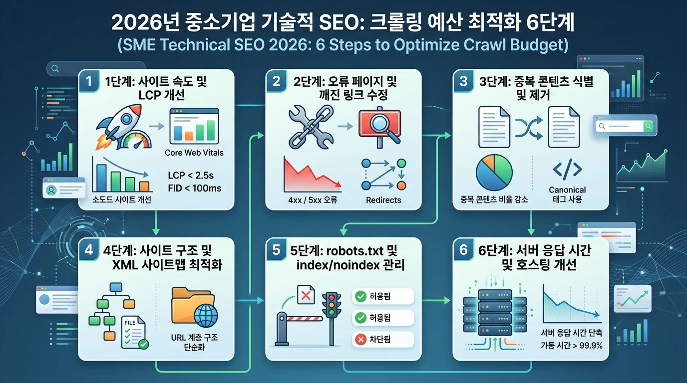 2026년 중소기업 기술적 SEO: 크롤링 예산 최적화 6단계 대표 이미지