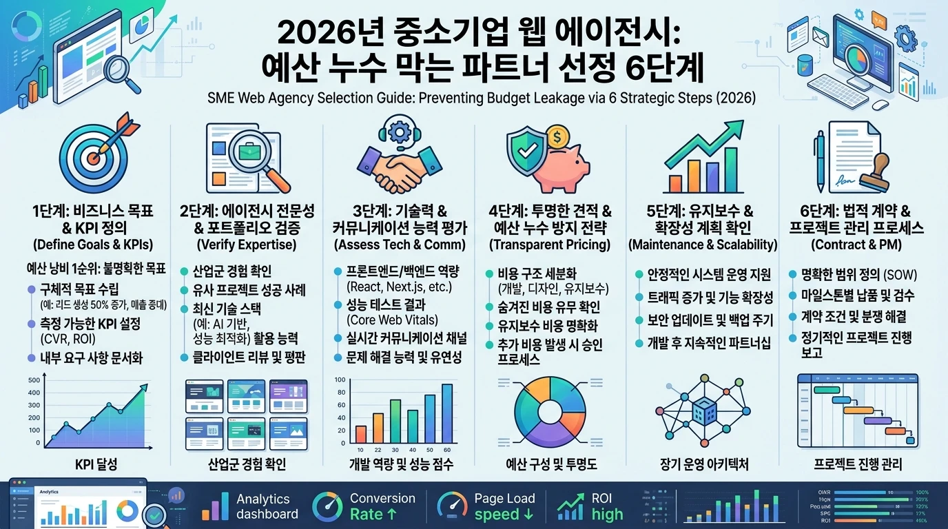 2026년 중소기업 웹 에이전시: 예산 누수 막는 파트너 선정 6단계